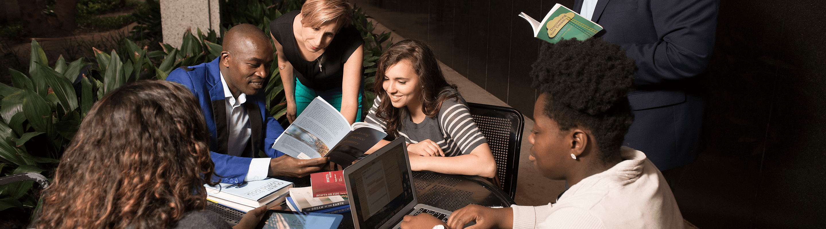 Graduate students studying