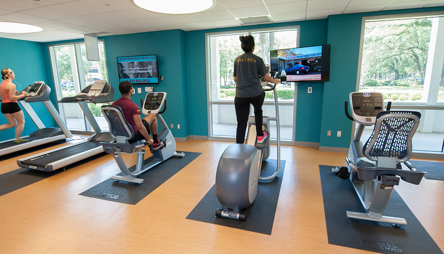 Students in fitness center