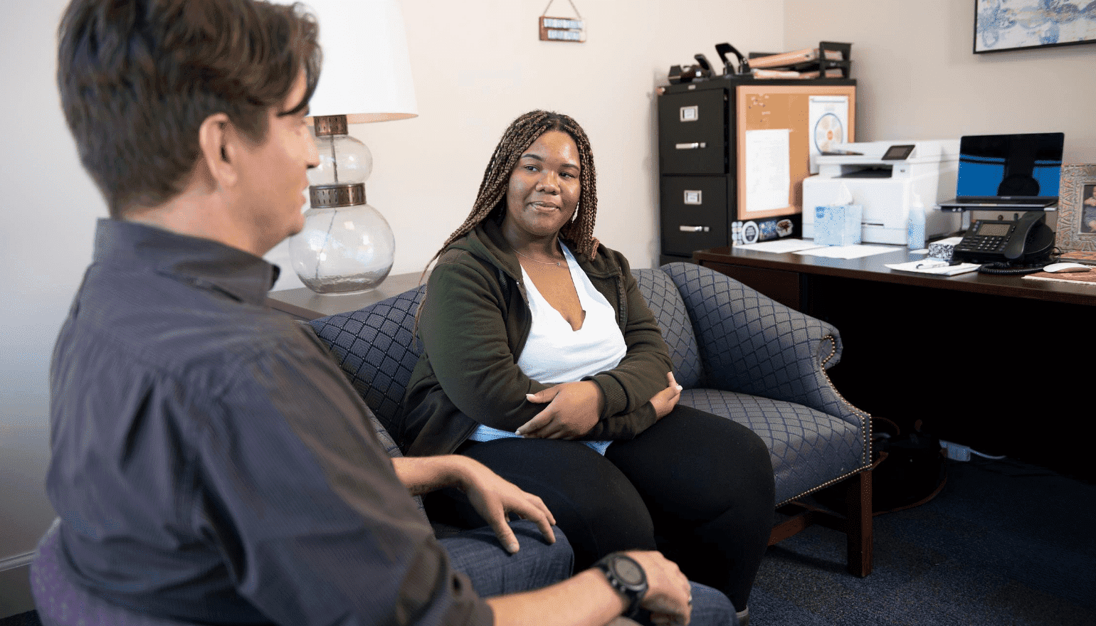 Online student meeting with a financial aid counselor